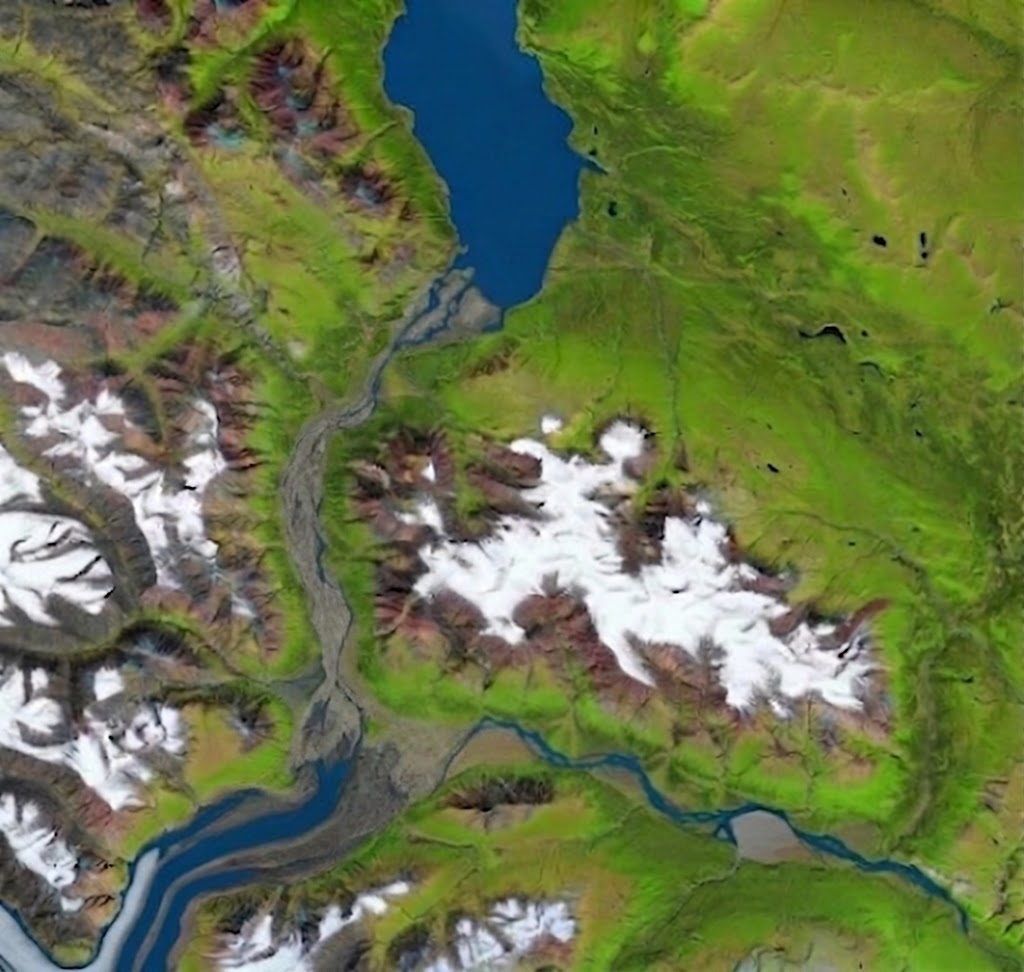 Kaskawulsh Glacier and the re-routed Slims River, June 18, 2016